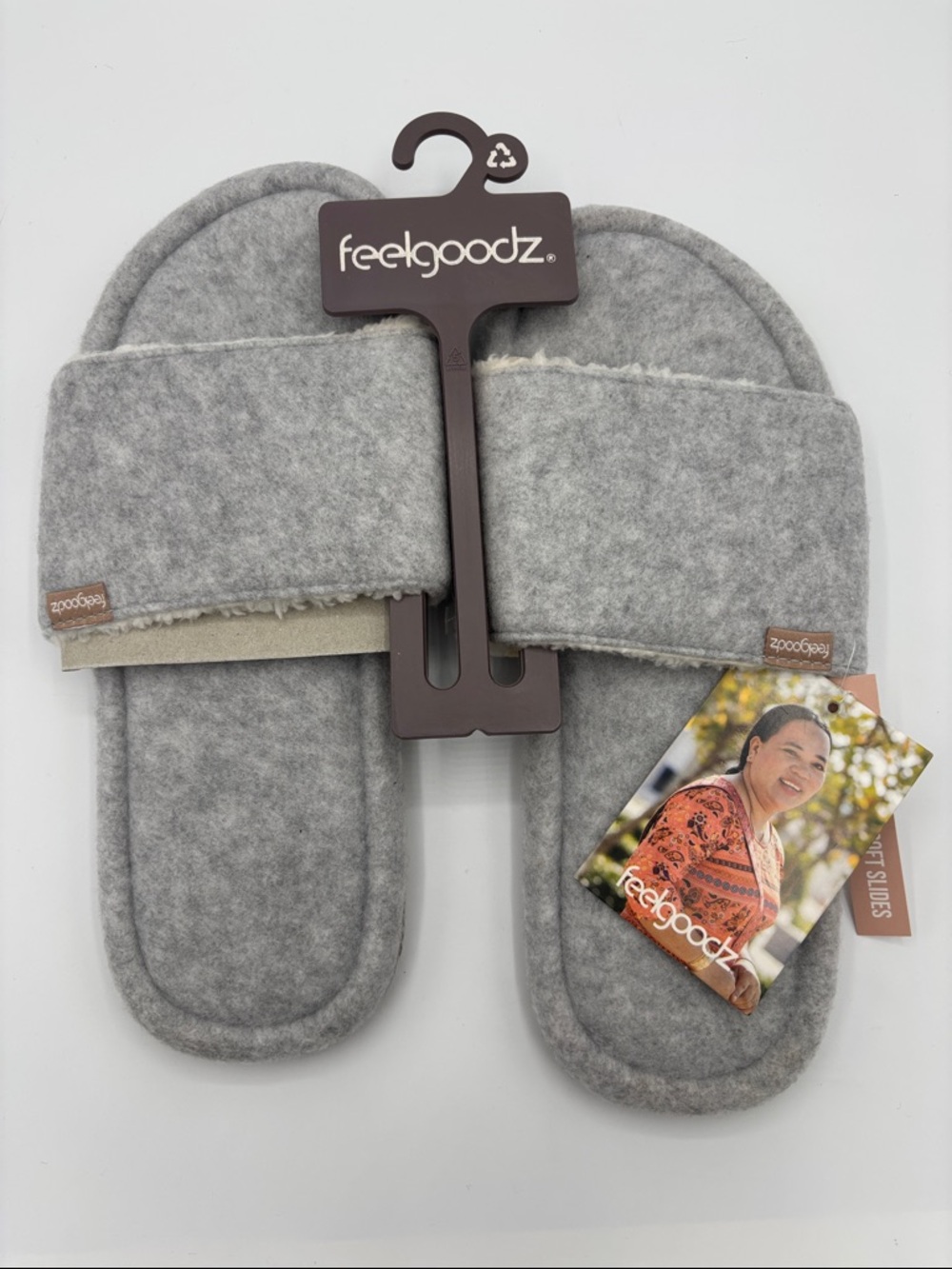 Feelgoodz Women’s Gray Cozy Soft Slide Slippers Large 9.5-11